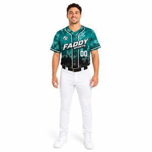 Maillot de baseball personnalisé sublimé, camouflage turquoise, entièrement boutonné, uniforme sportif pour homme, respirant, vêtements d'équipe, maillot de baseball de haute qualité - Product Image 3
