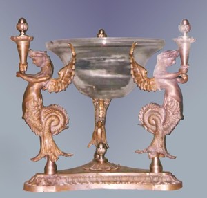 Ornate Brass <b>Candelabra</b> With Winged Sea Creatures Bowl Shape Home Decoration Durable Centerpiece - Product Image 2