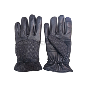 Womens Tweed <b>Wool</b> Leather <b>Gloves</b> Touchscreen Wrist Length OEM Plain Style Outdoor Full Finger Winter <b>Gloves</b> - Product Image 4