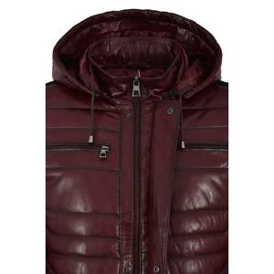 Veste en cuir pour hommes, nouveau style de veste en cuir matelassé avec veste en cuir à capuche détachable - Product Image 4