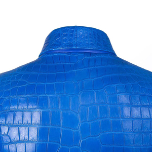 Chaqueta de cuero genuino clásica para hombre, azul, de lujo, con efecto de piel de vaca, estampado personalizado, logotipo personalizado, tallas personalizadas, hecha a mano. - Product Image 6