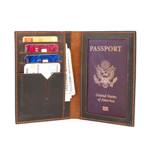 Funda de Pasaporte de Cuero Genuino Personalizada al por Mayor, Porta Tarjetas Premium - Product Image 1