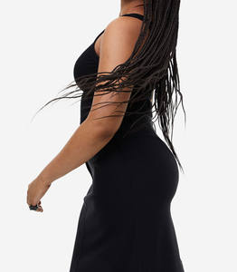 Camiseta sin mangas para mujer, color negro liso, de alta calidad, precio al por mayor, tela de algodón, cuello redondo. - Product Image 2