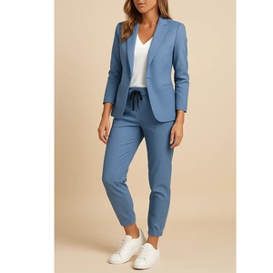 Pantalon décontracté taille mi-haute pour femme, coupe large, avec poches, en tissu Oxford délavé, style tailleur BD, collection été 2025, qualité luxe - Product Image 2