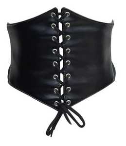 Wholesale ODM Customizable Black Faux Leather Corset Shapers Body Waist <b>Trainer</b> Cincher Women Wide Elastic Tie Waspie Belt Open - Product Image 1