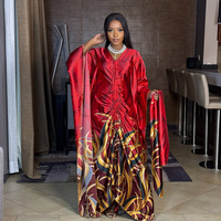Robe Boubou Femme Tendance, Impression Numérique, Avec Ceinture et Foulard
