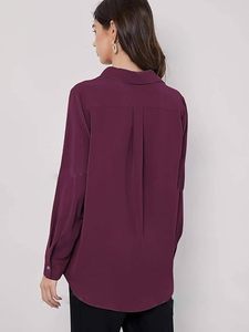 Blusa Corta Holgada de Rayón para Mujer, Estilo Coreano, Manga Larga, con Botones, para Oficina y Uso Casual - Product Image 2