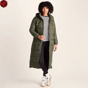 Doudoune longue pour femme, manteau d'hiver à capuche, avec cordon de serrage réglable, vêtement d'extérieur chaud - Product Image 2