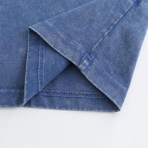 T-shirts bleus unis délavés à l'acide, les plus vendus en 2026, pour hommes, anti-plis, personnalisés, style vintage, coupe oversize, pour le streetwear - Product Image 5