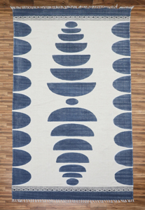 Blue White Rectangle <b>Runner</b> <b>Rug</b> Geometric Design Hand Woven Cotton Eco-Friendly Pet Friendly Customizable Size Boho 3x10 - Product Image 5