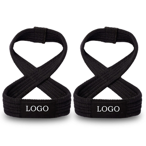 Unisex Cotton Figure 8 Heavy Duty Weight <b>Lifting</b> Wrist <b>Strap</b> High Stretch Snap Closure Custom Logo Option Figure 8 <b>Strap</b> Design - Product Image 1