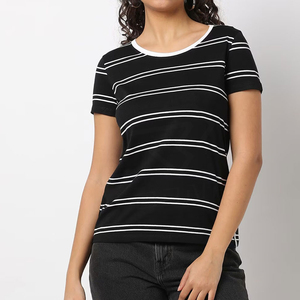 Camisetas Personalizables para Mujer, Ropa Urbana, Camisetas Casuales para Mujer, Color Sólido, Logotipo Personalizado, Servicio de Impresión OEM - Product Image 1