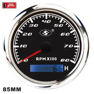 85mm 3 3/8 inch Electrical Auto Gauge Needle Black Tachometer 8000 RPM Hourmeter for Truck Bus Car