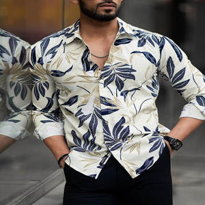 2024 otoño nueva camisa de manga larga estampada a la moda para hombre camisa de solapa con degradado geométrico - Product Image 6