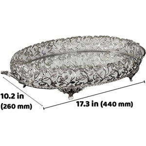 Bandeja de Almacenamiento Ovalada de Metal con Asas Doradas, Acabado Pulido, Diseño Clásico para Uso en Mesa - Product Image 1
