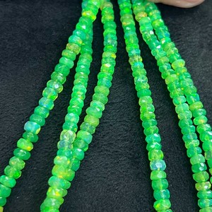 Cuentas de Ópalo Verde Facetadas en Forma de Rondelle de 3-5 mm, Nueva Tendencia en Cuentas de Piedras Preciosas, Piedra de Nacimiento de Octubre, Venta al por Mayor, Certificado CMA - Product Image 3