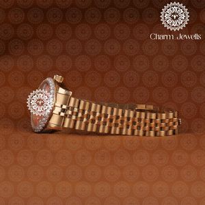 Montre de luxe pour homme en acier inoxydable, avec lunette sertie de diamants, cadran rose, mouvement mécanique analogique, fermoir caché à bouton-poussoir, cadran de 40 mm - Product Image 3