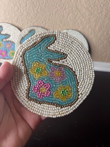 Easter Bunny Beaded <b>Coaster</b> Set Handmade Bunny Drink <b>Coaster</b> Pastel Rabbit Cup Mat Cute Spring <b>Table</b> <b>Coaster</b> Floral - Product Image 2