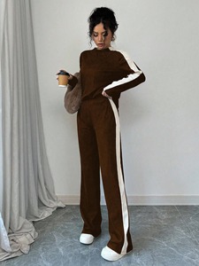 Ensemble jogging femme coupe slim en coton et polyester, sweat à capuche zippé, respirant, extensible, pour entraînement sportif et gym - Product Image 5