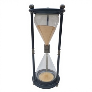 นาฬิกาทรายทรงกลมชุบทองเหลือง - ของตกแต่งโต๊ะสำหรับวันพ่อและตรุษจีน - Product Image 1