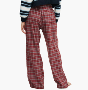 Custom Label Women's Cotton Plaid Pajama Pant Femme Breathable <b>Lounge</b> <b>Trousers</b> Wholesale Home Wear Women Flannel Wide Leg Pants - Product Image 2