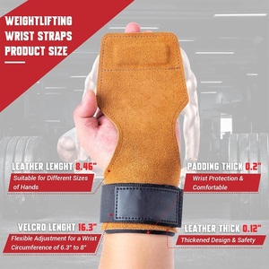 Protège-mains en cuir pour haltérophilie et gymnastique, durables, avec logo personnalisé, accessoires de fitness pour la salle de sport - Product Image 3