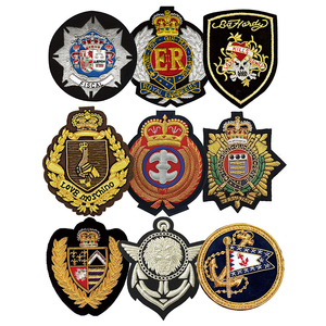 Handmade Embroidered Custom Made Bullion Wire Royal <b>Crown</b> Patches 3D Embroidery Golden &<b>Silver</b> Fashion Badges For Uniform - Product Image 5