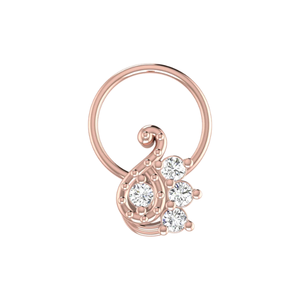 AJRETAIL Bijou de nez élégant et ethnique pour femme, en or 14 carats, motif floral avec diamant naturel de 0,08 ct - Product Image 2
