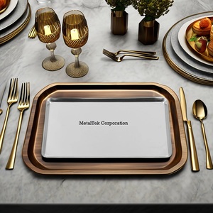 Bandeja Rectangular de Acero Inoxidable con Acabado Mate para Servir Alimentos, Diseño Simple, para Restaurantes, Fiestas, Catering y Repostería - Product Image 5