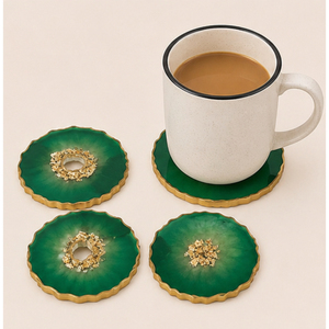 Custom Logo Geode Resin <b>Coaster</b> Set Luxury Design <b>Green</b> Epoxy <b>Coasters</b> with Gold Foil Irregular Agate Slice Drink Mats Wholesale - Product Image 3
