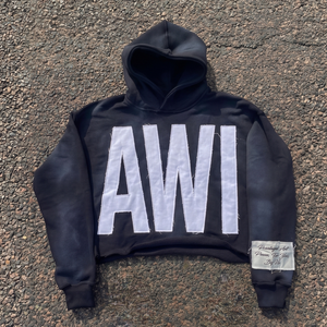 Hoodie court délavé à l'acide, personnalisé, surdimensionné, avec strass sur le devant, respirant, séchage rapide, confort maximal, effet soleil éclairé - Product Image 1