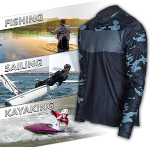 เสื้อตกปลาแขนยาว UPF 50 + ของผู้ชายเสื้อป้องกันแสงแดดพร้อมตาข่ายกันรอยเปื้อนและความชื้นชุดสวมใส่สำหรับตกปลา - Product Image 2