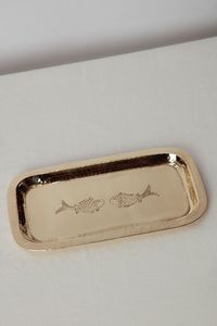 Plateau de service rectangulaire en métal avec motif bohème gravé, vaisselle décorative durable pour les fêtes - Product Image 2