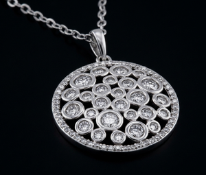 Collar de Plata de Ley con Diseño Disperso de Moissanita Platineve, Chapado en Oro Blanco, Moderno y Minimalista para Mujer, Certificado - Product Image 6