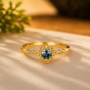 925 <b>Sterling</b> <b>Silver</b> Engagement Ring Round Blue Gemstone Claw Setting Women <b>Wedding</b> <b>Band</b> Vintage Moissanite Jewelry - Product Image 5