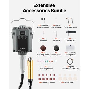 Utensile Rotante Elettrico con Albero Flessibile da 1000W 30000RPM con Controllo a Pedale, Incisore Sospeso e 74 Accessori per Smerigliatrici Diritte - Product Image 4