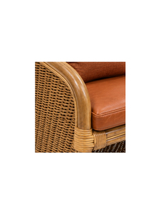 Fauteuil en rotin moderne avec dossier en osier tressé, siège et coussin en similicuir, mobilier pour restaurant et café - Product Image 6