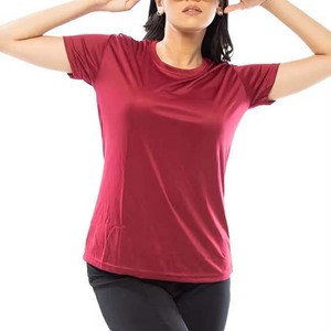 Women's <b>Red</b> Short Sleeve Crew Neck T-Shirt Regular Fit Quick Dry Knitted Polyester Casual <b>Top</b> All Seasons - Product Image 5