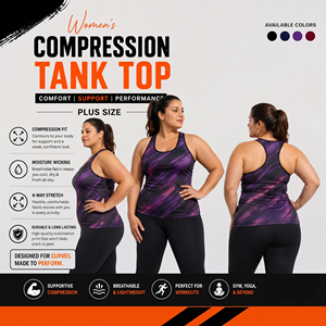 Customized Printed Plus Size Tank Top Women's Gym Wear Compression <b>Singlet</b> Top Ladies Base Layer Racerback Tank Tee - Product Image 3