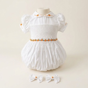 Casalia Baby Girls Halloween Black Embroidered Puff Sleeve Dress Peter Pan Collar A-Line <b>Mini</b> Satin Smock Autumn Cute Style - Product Image 6