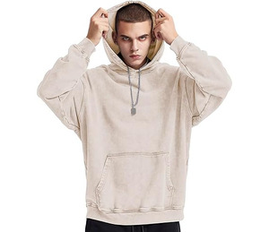 Sweat-shirt à capuche surdimensionné en coton 100% délavé à l'acide, style streetwear vintage, pour homme, mode hiver - Product Image 3