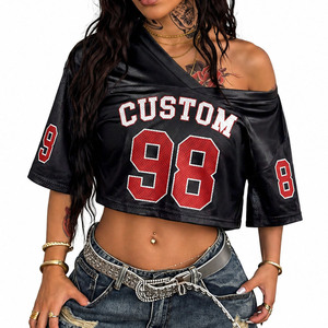 Camiseta de Fútbol Americano Negra Especial 2026, Unisex, Corte Cuadrado, Malla, Cuello en V, Manga Corta, Personalizable, Ropa Urbana, Ropa de Equipo, OEM - Product Image 3