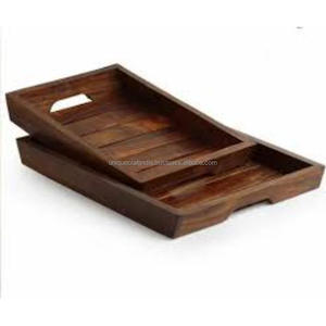 EtchNest Premium Plateau de service | Plateau en bois d'acacia avec poignées profondes gravées | Décoration parfaite pour la maison et la cuisine - Product Image 3