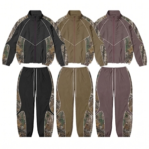 Ensemble de survêtement camouflage pour homme, 2 pièces, veste zippée et pantalon de jogging, vêtements de sport, tenue d'entraînement, vente en gros - Product Image 1