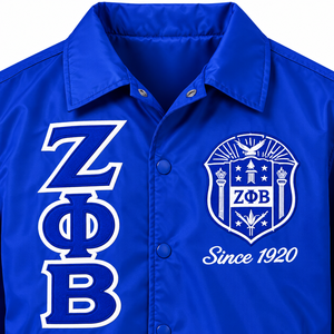 Veste Coach Zeta Phi Beta pour Femme, Bleu Royal, en Satin, à Boutons Pression, avec Lettres Grecques et Écusson, depuis 1920, Manches à Lettres Calligraphiées, Sororité - Product Image 5