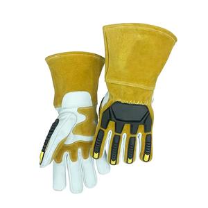 Gants de soudage TIG/MIG résistants à la chaleur en cuir de vachette pleine fleur et croûte, pour travaux de sécurité et de soudage à l'argon, vente en gros - Product Image 6