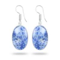 Boucles d'oreilles pendantes faites à la main pour femmes, design mignon, pierres de guérison en cristal, monture argentée, bijoux en dumortierite naturelle, cadeau