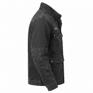 <b>Lightweight</b> Casual Men <b>Denim</b> <b>Jacket</b> <b>Denim</b> Coat with Classic Collar Button Up Front Chest Pockets and Timeless Everyday Style - Product Image 3