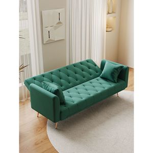 Divano Convertibile Americano Retrò da 71 Pollici in Velluto Verde per Piccoli Soggiorni, Camere da Letto o Uffici - Product Image 6