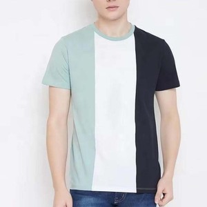 T-shirt à manches courtes pour homme, col rond, coupe classique, décontracté, 100% coton tricoté, design uni, bordure contrastée - Product Image 5